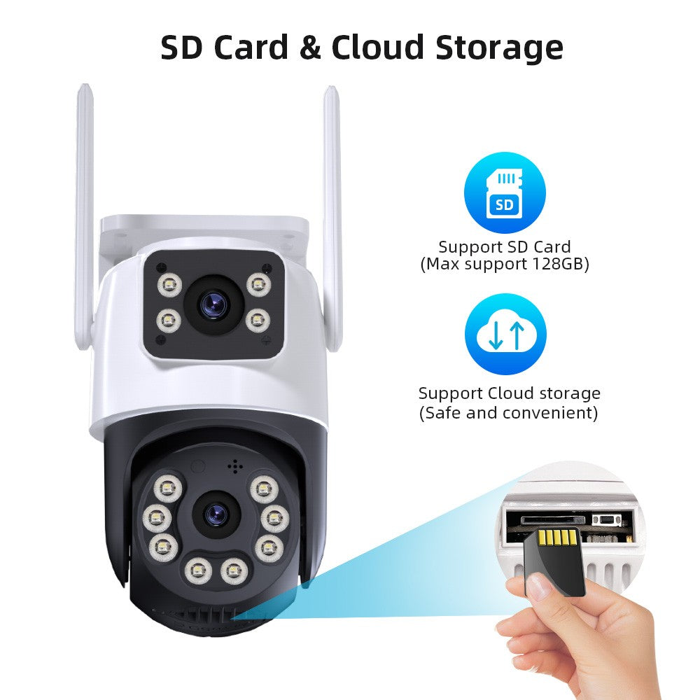 8MP 4K iCSee WiFi Camera PTZ Dual Screens Auto Tracking Night Vision CCTV Surveillance Camera Outdoor 6MP Security IP Camera