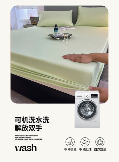 A 3-piece solid-color bed cover and pillowcase set, including 1 bed cover +2 pillowcases (without cores), machine washable