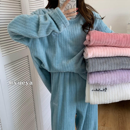 New Autumn/Winter Coral Fleece Pyjamas for Women Thickened Homewear Student Comfort Cotton Fleece Plus Size Fashion Pyjama Set