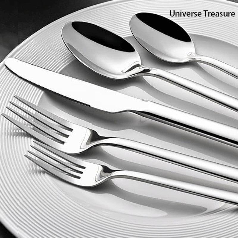 5PCS premium quality 420 and 18-10 Stainless steel Dinnerware Set cutlery set steak knife and fork dessert fork and spoon