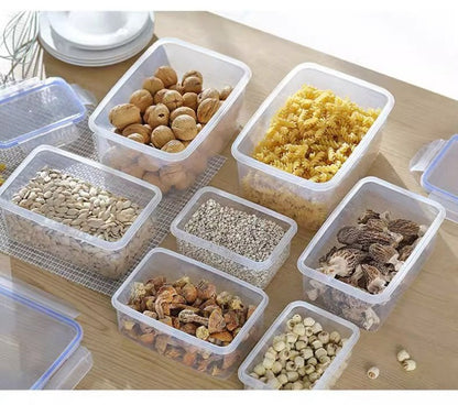 Kitchen Refrigerator Sealed Rectangular Refrigerator Storage Box with Lid Plastic Crisper Microwave-heated Lunch Box Storage Box