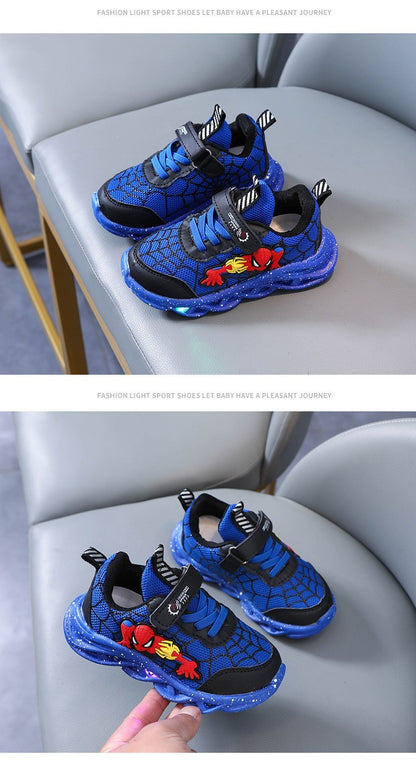Popular Design Led Lighting Shoes Spring/autumn Baby Boys Sports Casual Shoes Fashion New Style Spider Man Children's Sneakers