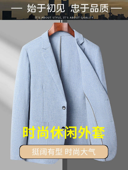 2024 Summer Ice Silk Blazers Elasticity Men's Thin Windbreak Classic Solid Color Casual Business Suit Jackets Office Social Coat