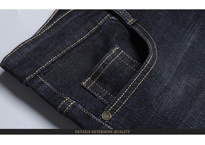 Calça Jeans Masculina Reta Masculina 2025 Nova Elástica Slim Fit Calças Confortáveis Macias de Negócios Calças Jeans Masculinas de Marca