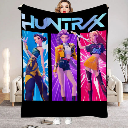 kpop Demon Hunters Huntrix Cobertores Qualidade Macio Quente Manta Cobertor Inverno Crianças Sofá Cama Fofo Colcha