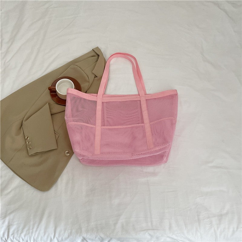 Multipocket Summer Large Beach Bag For Towels Mesh Durable Beach Bag For Toys Waterproof Underwear Pocket Beach Tote Bag