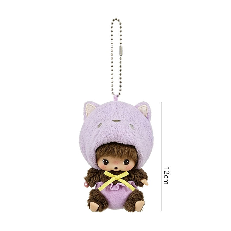 Kawaii Monchichi Doll Figure Keychain Furry Chimutan Monchhichi Figurines Hanger Pendant Bags Charm Accessories Small Gift