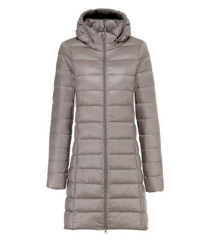 5XL 4XL Plus Long Down Jacket Women Winter Ultra Light Down Jacket Women With Hooded Down Coat Female Hat Detachable