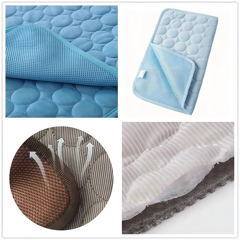Tapete Gelado para Cães e Gatos, Colchonete Refrescante de Seda Gelada e Antiumidade para Animais de Estimação, Almofada para Dormir no Verão, 5 tamanhos