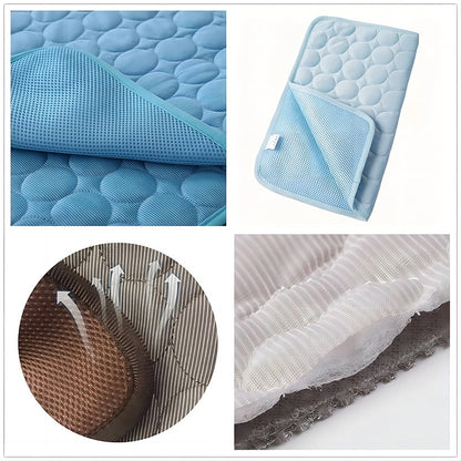 Tapete Gelado para Cães e Gatos, Colchonete Refrescante de Seda Gelada e Antiumidade para Animais de Estimação, Almofada para Dormir no Verão, 5 tamanhos