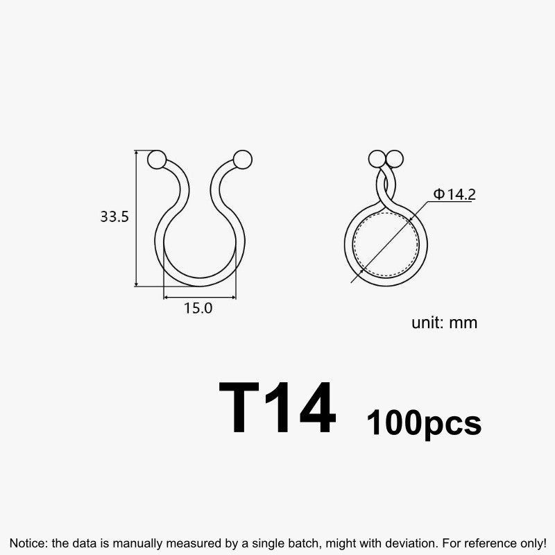 100pcs Black Twist Cable Tie Fastener Clips U Shape Plastic PA66 Nylon Retainer Desk Line Holder Fixing Clamp for Electric Wires