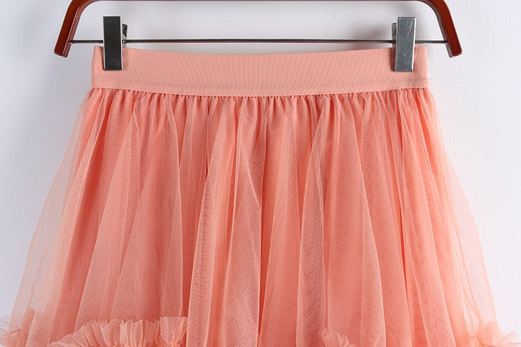 TIGENA Tutu Tulle Long Skirt for Women 2023 New Summer Korean Aesthetic Cute Irregular Mesh High Waist Maxi Skirt Female Purple