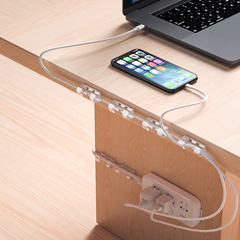 20/100 peças Grampos Organizadores de Cabos Suporte de Fio Transparente Gerenciador de Fios de Casa Escritório Enrolador de Linha de Dados USB Protetor de Ganchos
