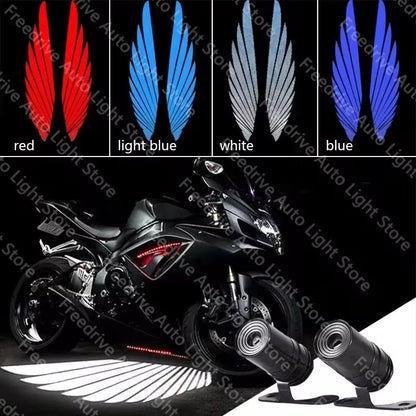 2Pcs Luz de Boas-Vindas LED Para Motocicleta Asas de Anjo Luzes de Projeção 8-30V Motocicleta Luz Decorativa Modificada Luzes Laser de Asa