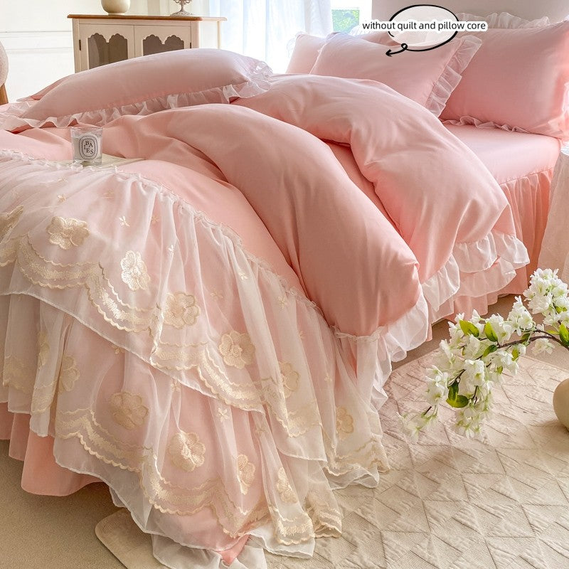 3pcs Korean lace Bedding set wedding Duvet Cover Set (1*Duvet Cover + 2*Pillowcase, Without Core)for bedroom guest room
