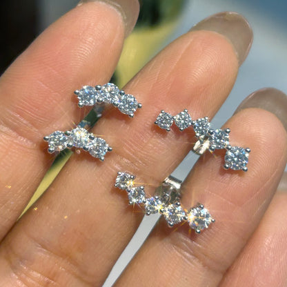 Real D Color Moissanite Diamond Earrings GRA Certified 925 Sterling Silver Sparkling Smile Stud Earrings for Women Jewelry Gift