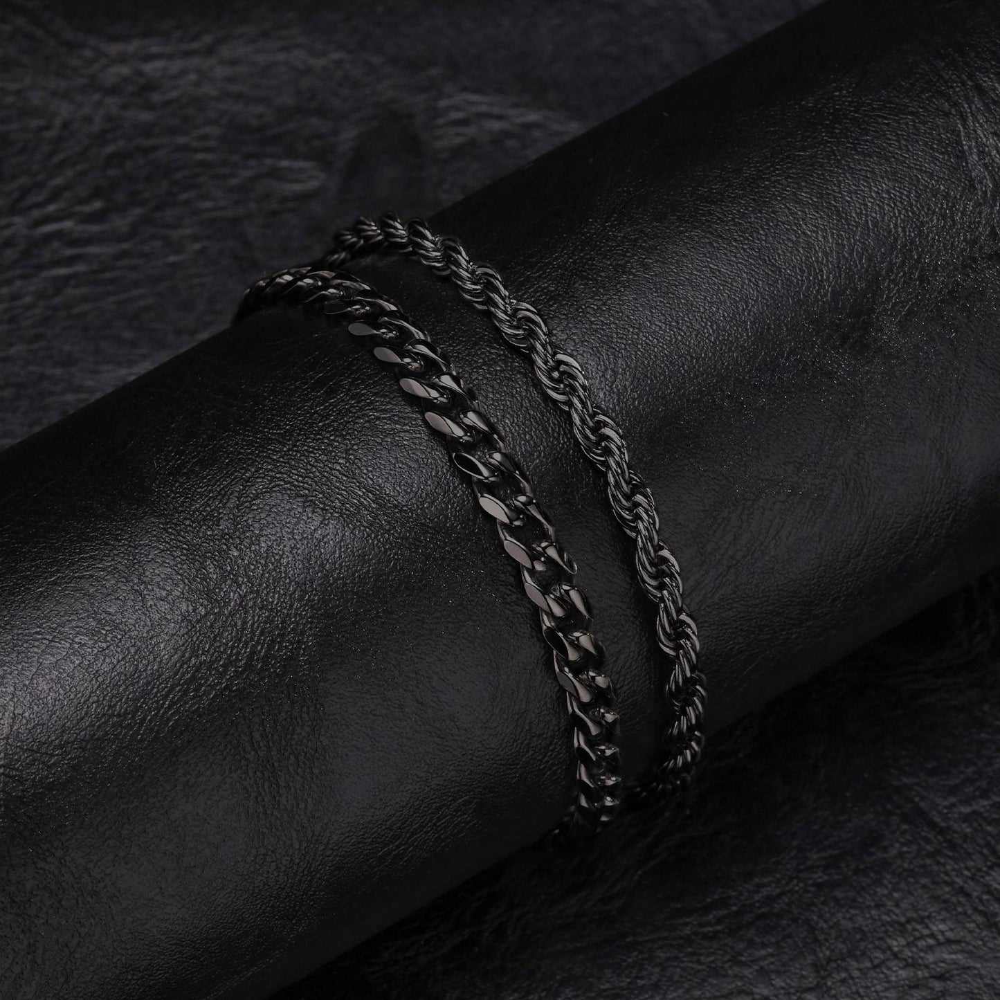 2 Pulseiras Masculinas de Corrente, Aço Inoxidável Prata Ouro Cor Preta, Corrente de Corda Torcida, Pulseira, Correntes Cubanas Modernas de Presente