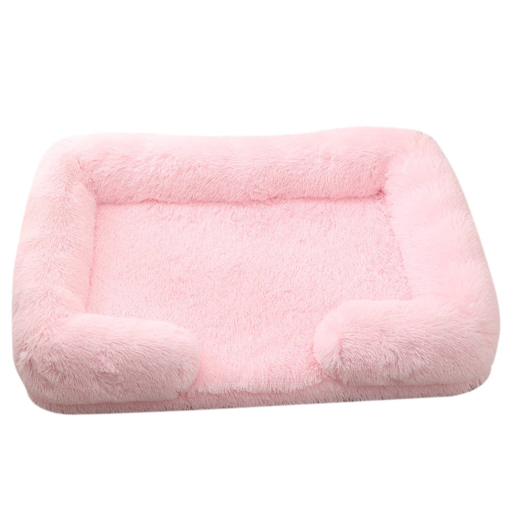 Cama para Cães Meia Volta Recheio Total, Sofá para Cães Grandes e Quente de Inverno, Cama Quadrada Macia para Gatos, Canil de Pelúcia, Acessórios para Casa de Filhotes