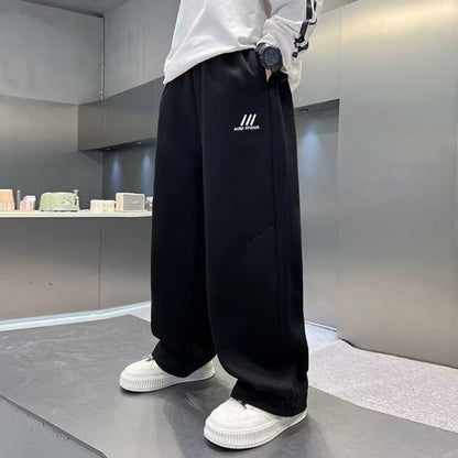 Autumn Boys Causal Pants Kids Loose Cotton Sports Pants 110-170 Black Grey Soft Trousers for Children Spring Kids Clothing 2025