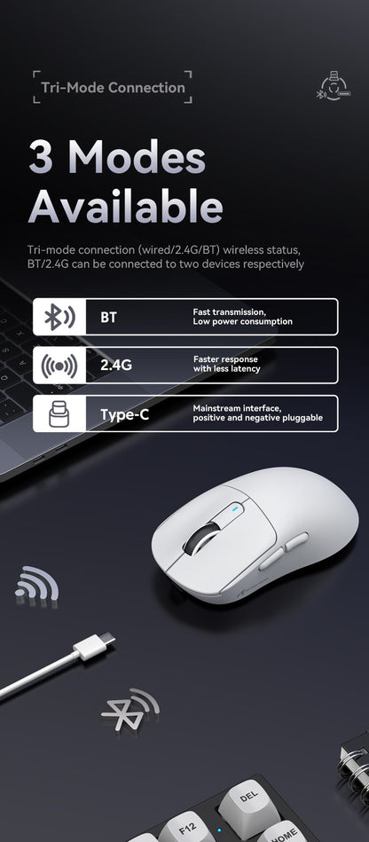 Mouse gamer sem fio 3-mode macro Attack Shark X3orX3Pro PixArt 1K/4K leve, 26K DPI PAW3395, adequado para laptop/Win/Mac