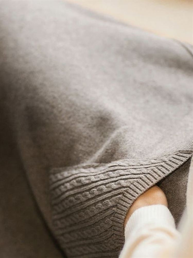 Autumn Winter Women's Mid-Length Knitted Pleated Skirt High Waist A-Line Long Skirt Loose Fuzzy Wool Skirt Double ket