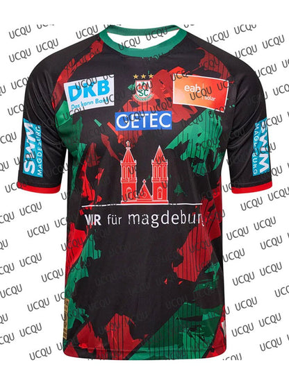Mens SC Magdeburg Handball Shirt Women Men Sportwear Oversize Training Handball Uniform Breathable Unisex Quick Dry Sport Pajama