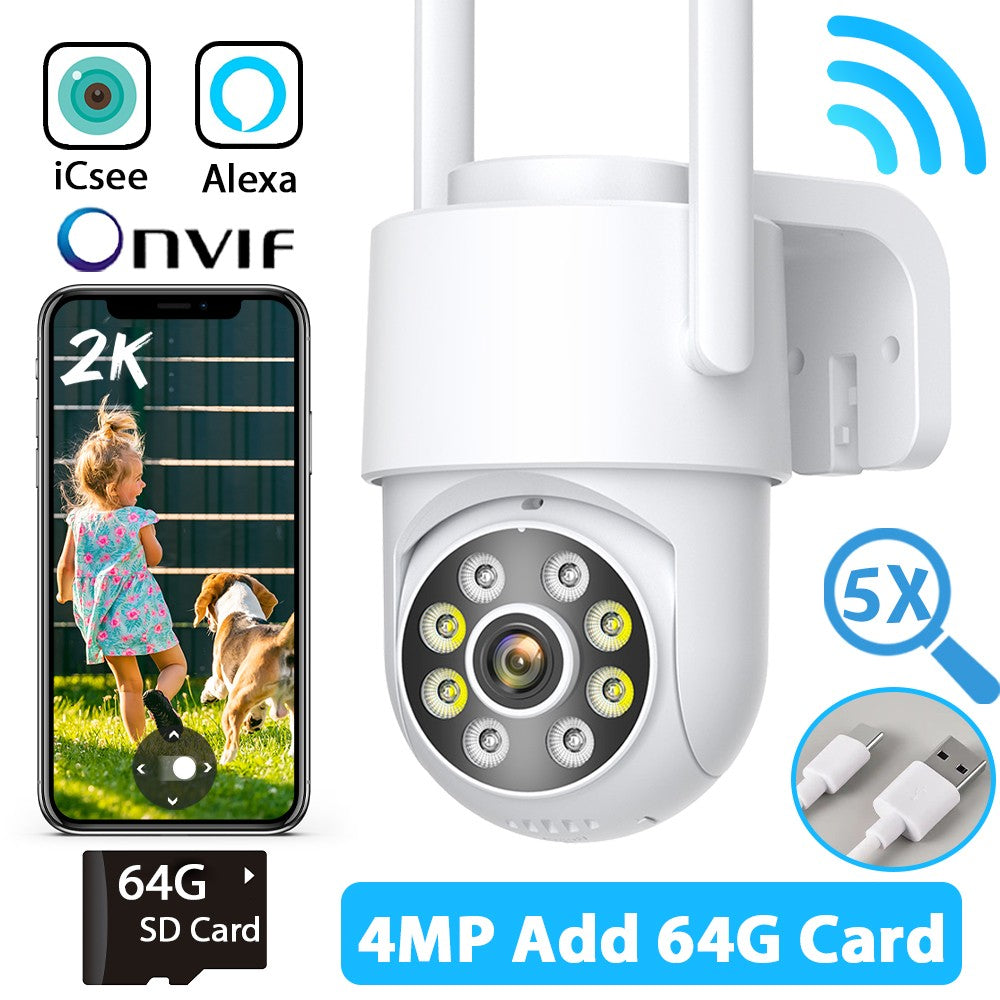 8MP 4K Wifi PTZ Camera Dual Lens Dual Screens Surveillance Camera Outdoor 2MP 4MP HD Night Vision Home Security Camera ICSEE APP