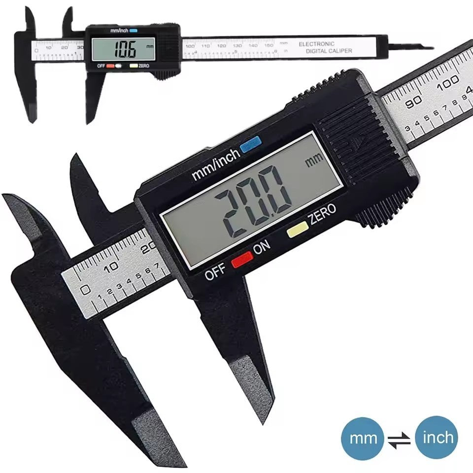 Paquímetro Digital Eletrônico de Fibra de Carbono 150mm 100mm, Ferramenta de Medição de Micrômetro de Medidor de Paquímetro Vernier com Mostrador, Régua Digital