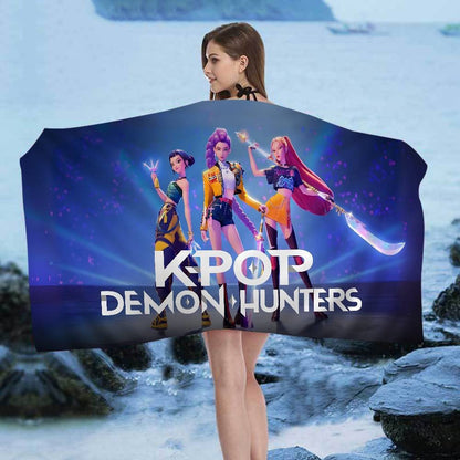 Popular KPop Movie D-Demon H-Hunters Microfiber Blanket Quick Drying Beach Towels Oversized Printing Super Absorbent Pool Towe