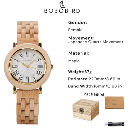 BOBO BIRD Women’s Custom Wooden Watch – Eco-Friendly Personalized Gift Quartz Wristwatch with Engraving Option Dropshipping