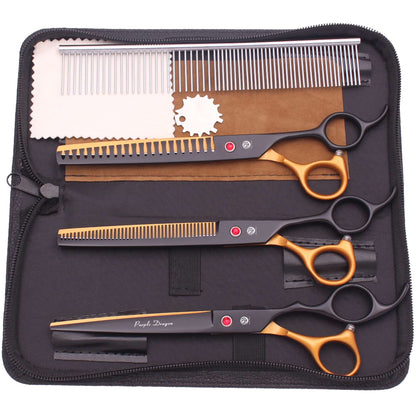 Dog Grooming Scissors Professional Stainless 7.5" Pet Hairdressing Scissors Dog Curved Scissors Thinning Shears Color Comb Z3088
