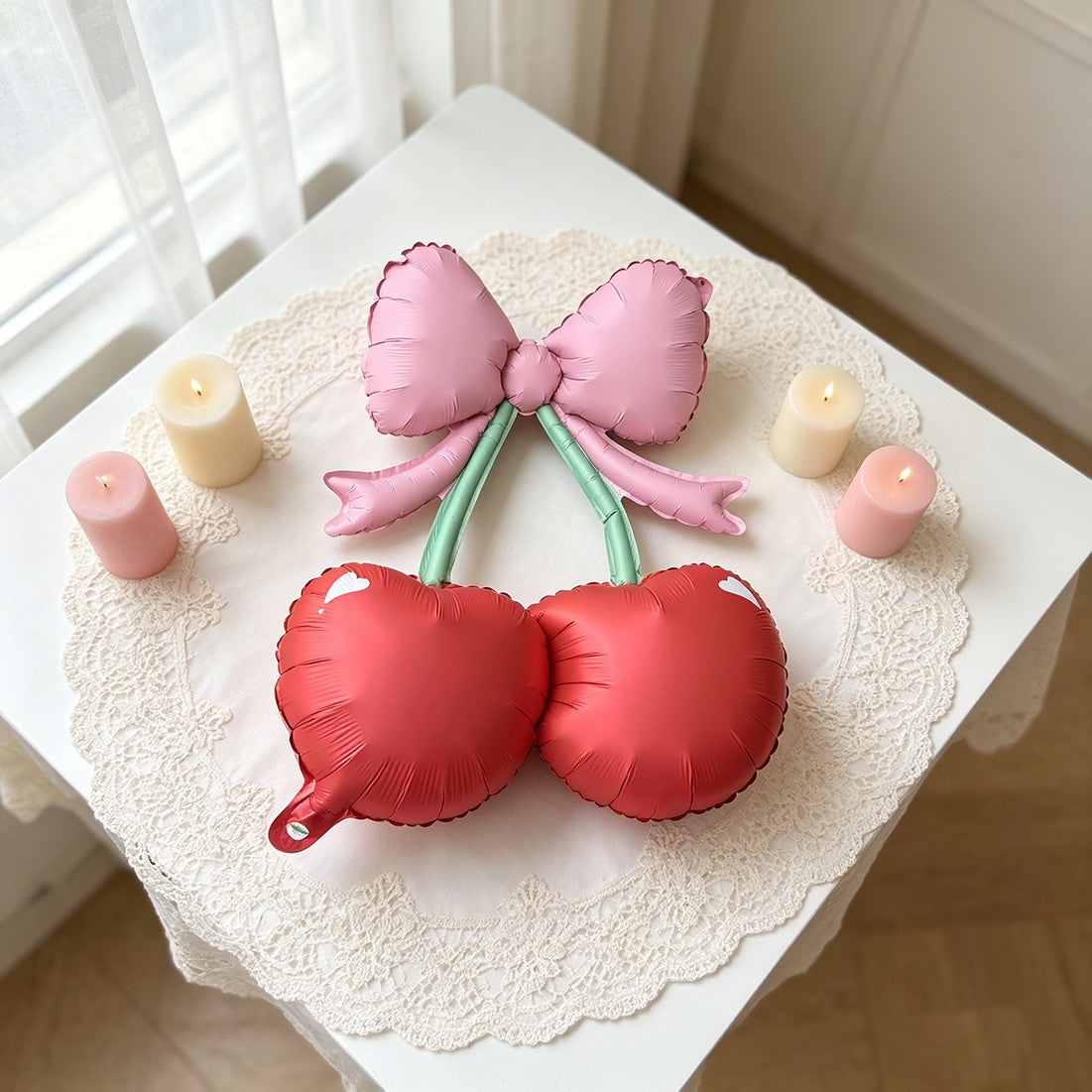 2/4PC Cherry Party Foil Balloons Red Berries And Green Leaves Pattern Girls' Birthdays Summer Parties Dessert Table Decorations