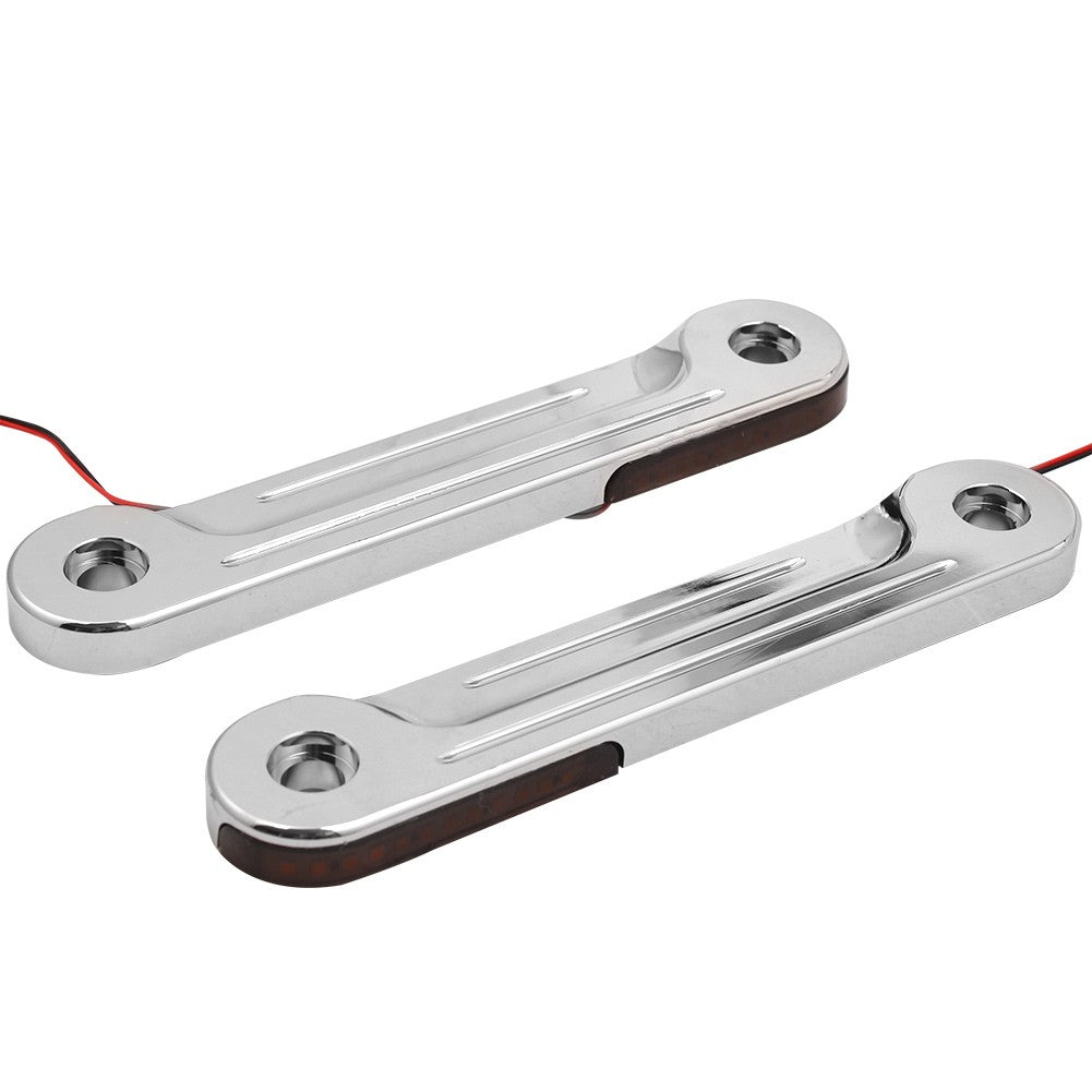 Um Par de Seta LED de Alumínio para Garfo de Moto Suportes para Harley Road King Electra Street Glide CVO 1998-Até