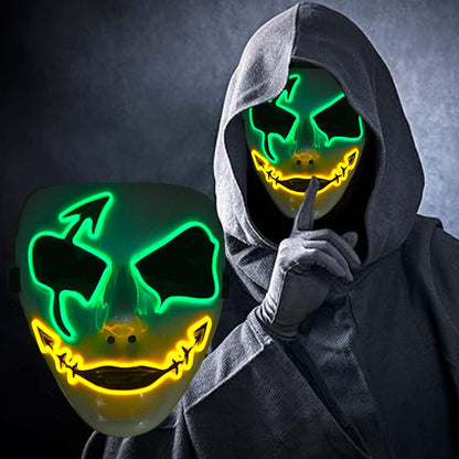 Shuffle Dance Mask Luminous Purge Mask Devil Glowing Masquerade Cosplay Mask for Halloween Horror Haunted House Props