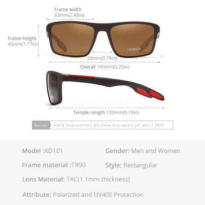 KDEAM Rectangular Ultra Light TR90 Sunglasses Men Polarized Wholesale