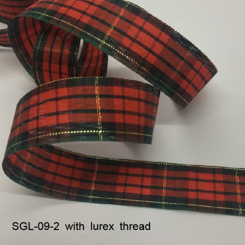 Gingham Ribbon Scottish Fabrics 10Y 2.5cm For Handmade DIY Craft Gift Floral Packing  Wedding Christmas Wreath Deco