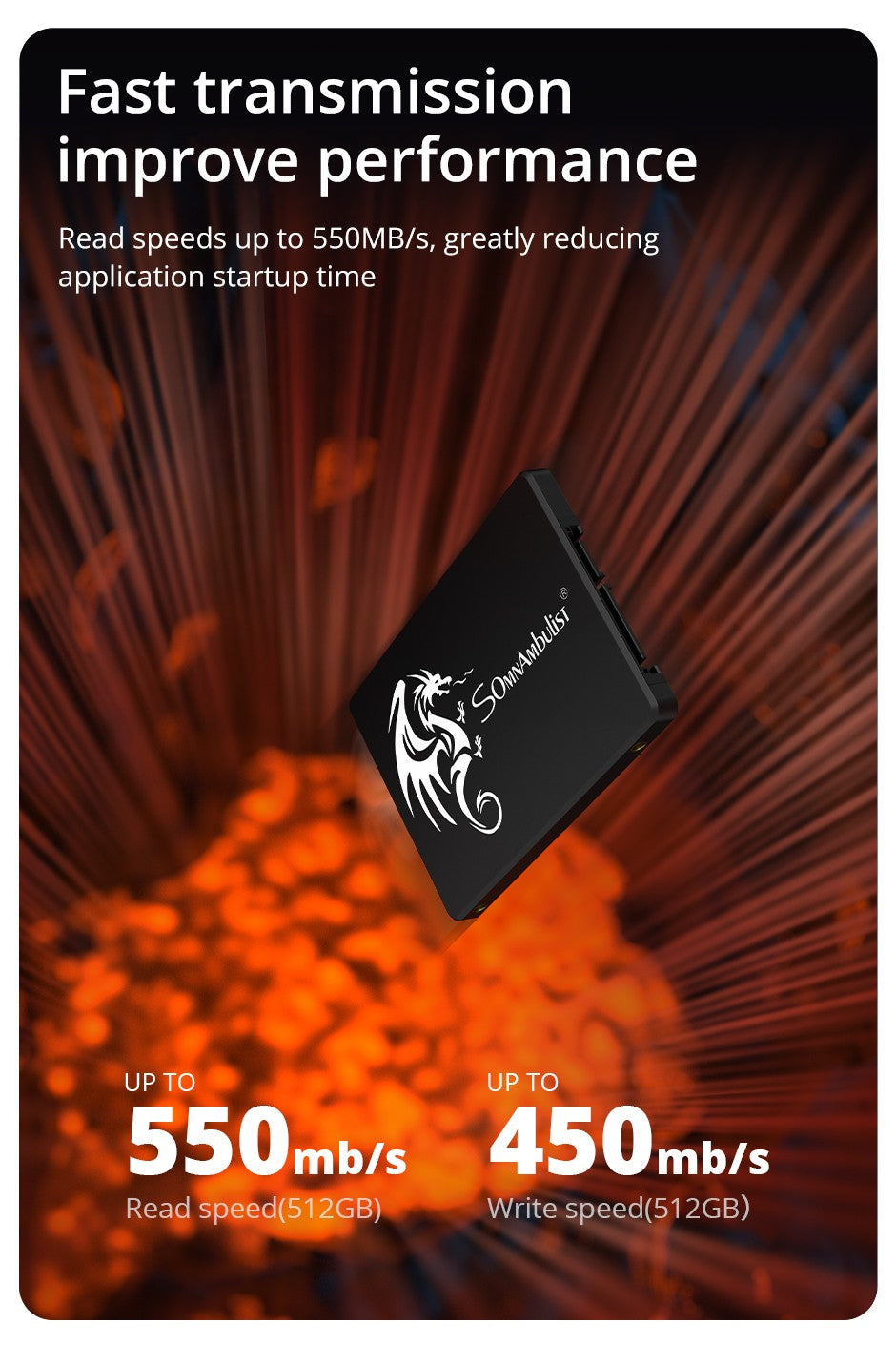 SSD Interno SomnAmbulist SATA3 de 120GB 240GB 480GB 960GB 2.5 128GB 256GB 512GB 1TB 2TB para PC Notebook