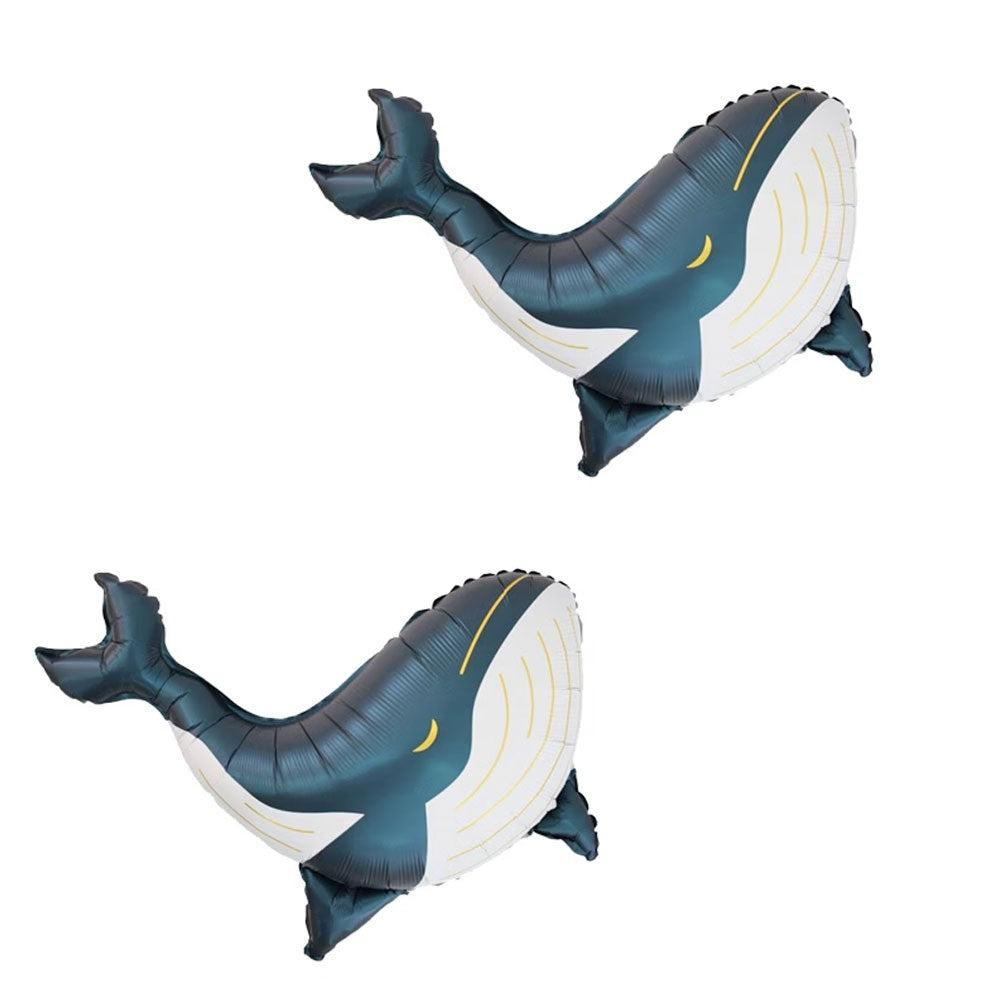 2 Blue/Black Whale Foil Balloons, Birthday Party Atmosphere Decoration, Ocean-Themed Event Gift Props, Indoor and Outdoor Room D