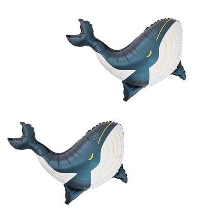 2 Blue/Black Whale Foil Balloons, Birthday Party Atmosphere Decoration, Ocean-Themed Event Gift Props, Indoor and Outdoor Room D