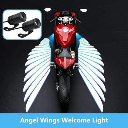 2pcs Motorcycle LED Angel Wings Cool Projection Light, 12V-24V Universal Embedded Installation - Motorcycle Decorative Light