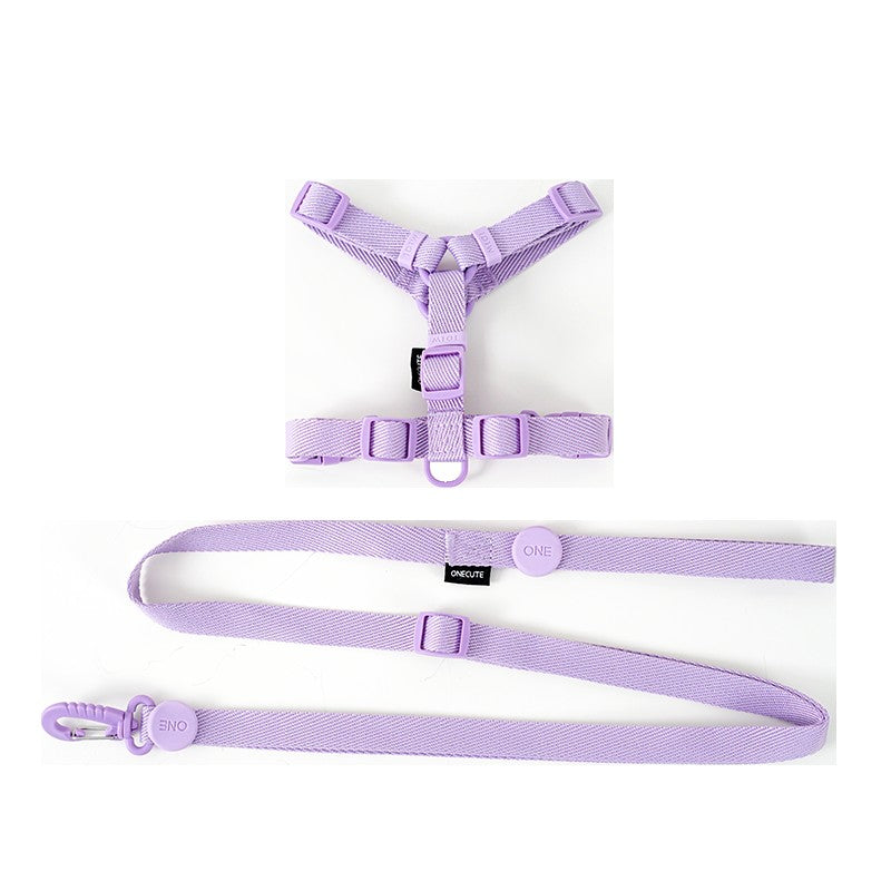 Conjunto de Coleira e Guia Ajustável para Cães Cor Macaron, Acessórios Reflexivos para Cães Pequenos para Filhotes e Gatos, Passeio com Animais de Estimação