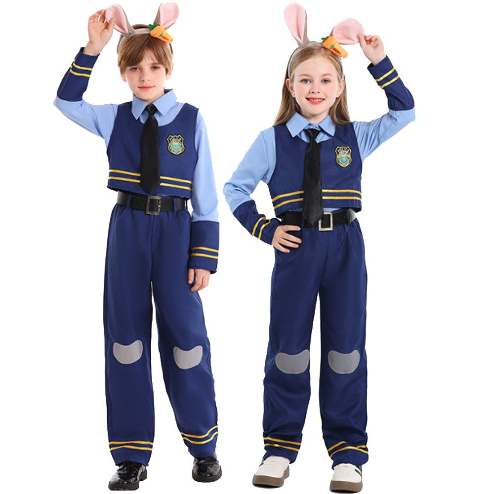 Halloween children Police Judy Rabbit Cosplay Costume Set Party Fantasy Disguise Outfits Children's Day School Stage Performance