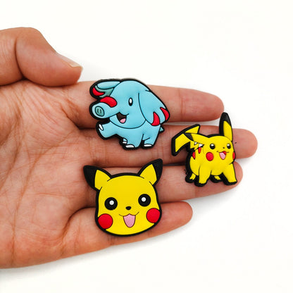 20/27/47pcs Set Cute Pikachu Charizard Figures Pokemon Hole Shoes Charms Diy Buckle Accessories Pvc Cartoon Decoration Gift