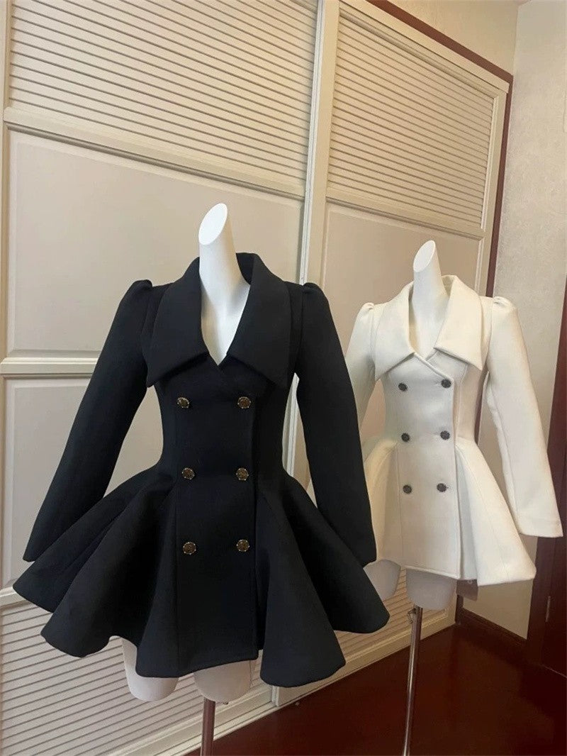 Hepburn Preface Pinch Waist and Clip Cotton Wool Coat 2025 Winter New Item Rich Heiress Thick Woolen Coat Coat Commuting Jacket