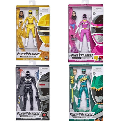 Power Rangers Lightning Collection Ranger Zeo Amarelo, Ranger Fantasma do Espaço, Ranger Rosa Dino Charge, Ranger Verde - Bonecos de Ação