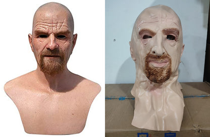Mr White Mask Halloween New Bald Old Man Headgear Real Cosplay Props Photography Accessories