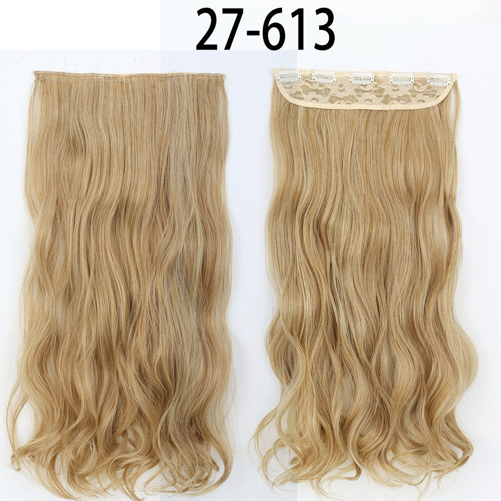 Apliques de Cabelo Sintético Liso Comprido de 5 Clipes 22'' Fibra de Alta Resistência ao Calor Preto Castanho Loiro