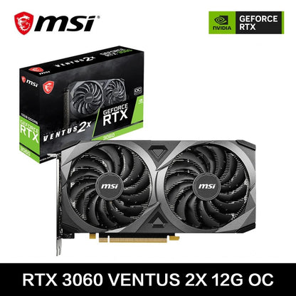Placa de Vídeo MSI GeForce RTX 3060 VENTUS 2X 12G OC para Jogos 12GB GDDR6 192 bits HDMI DP PCI-E 4.0 8 pinos Desktop Placa de Vídeo Nova