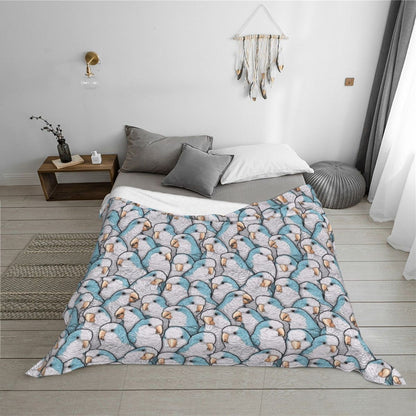 Blue Quaker Monk Parakeets Throw Blanket Flannels Comforter Kid'S sofa bed Blankets