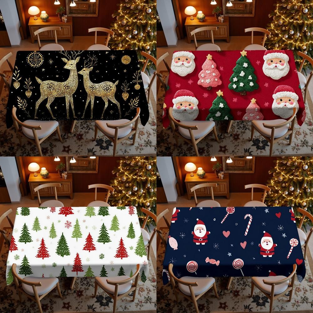 Festive Christmas Patterns Restaurant Kitchen Tablecloth Living Room Home Decoration Rectangular Party Decoration